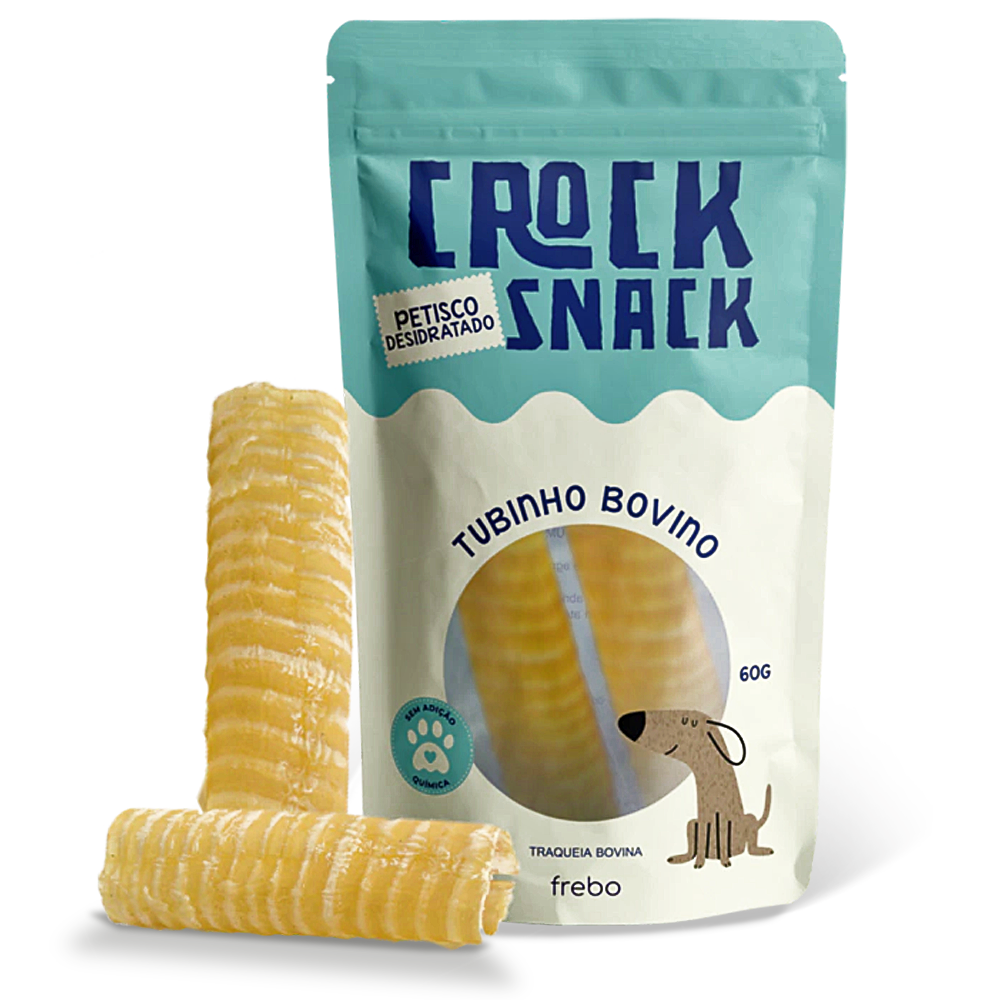 CrockSnack Tubinho de Traqueia Bovina Desidratada - Freebo Pet