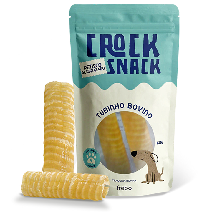 CrockSnack Tubinho de Traqueia Bovina Desidratada - Freebo Pet