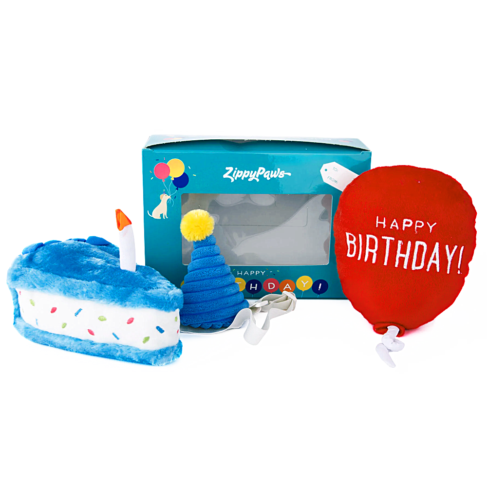 Pelúcia Pup Birthday Box cor Azul - Zippy Paws