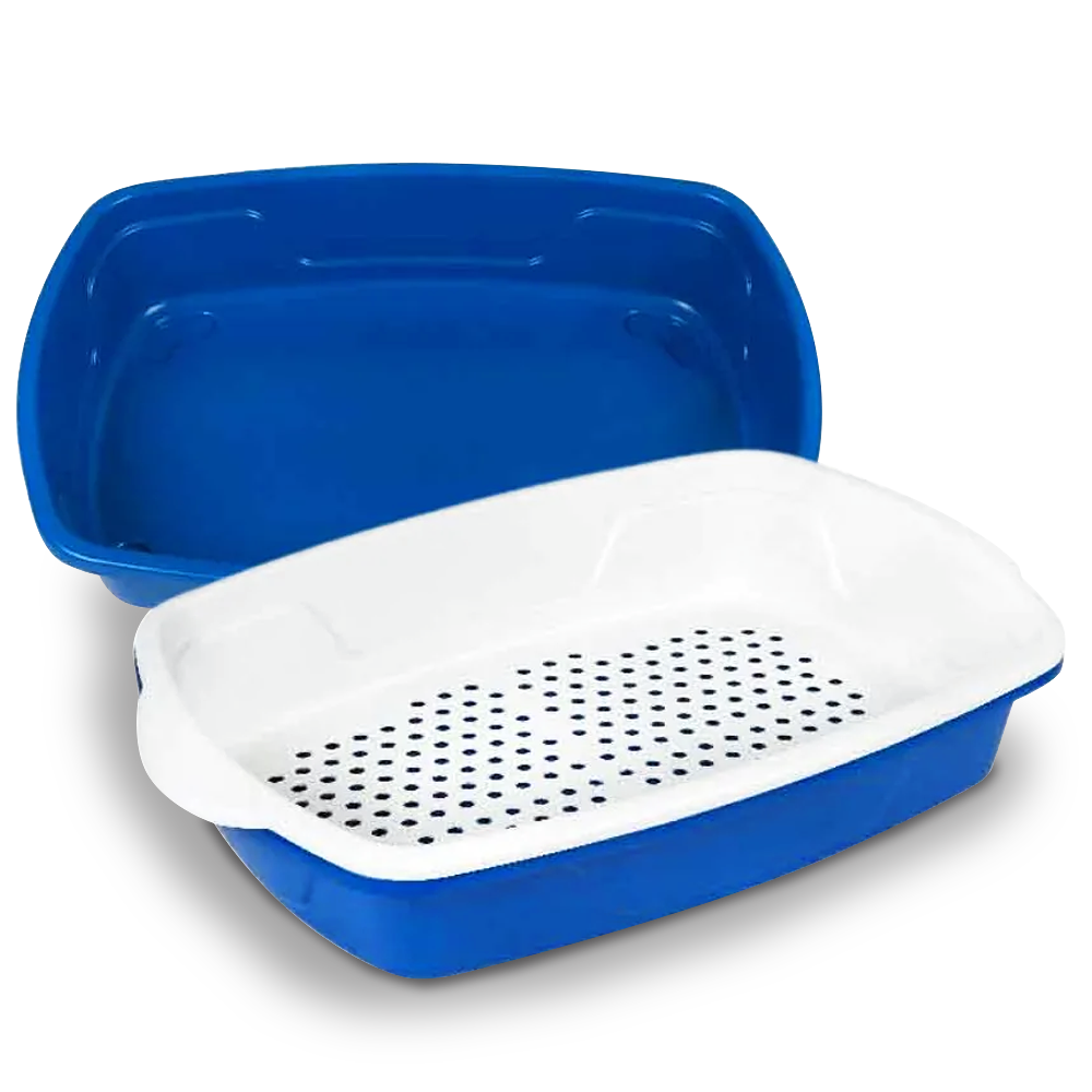 Banheiro para Gatos Furba 3 Camadas com Peneira cor Azul - FOUR PLASTIC
