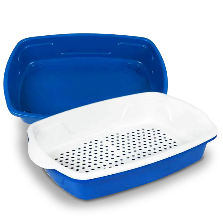 Banheiro para Gatos Furba 3 Camadas com Peneira cor Azul - FOUR PLASTIC
