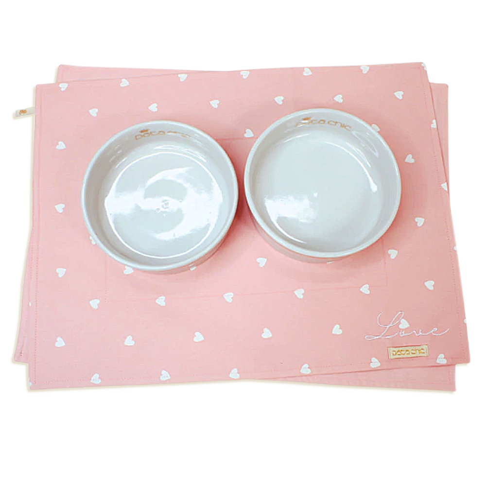 Porta Comedouro Retangular Pata Chic - Love