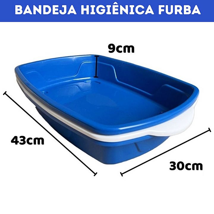 Banheiro para Gatos Furba 3 Camadas com Peneira cor Azul - FOUR PLASTIC