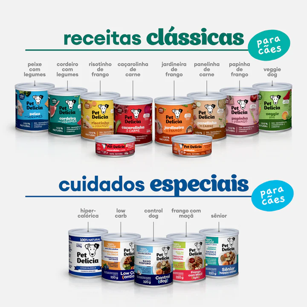 Ração Úmida Natural para Cães Pet Delícia Cordeiro com Legumes 320g