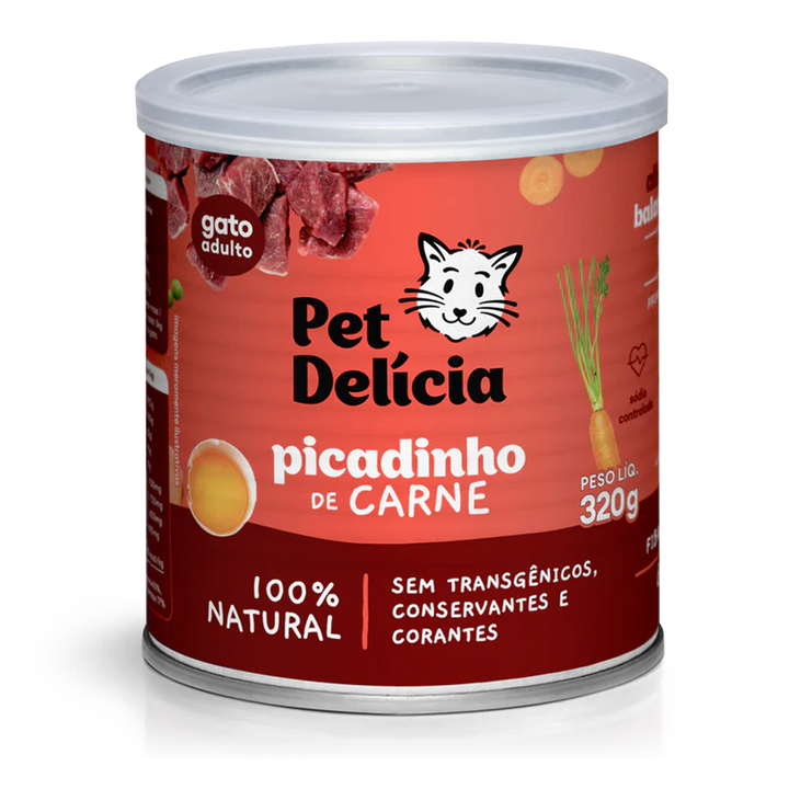 Ração Úmida Natural para Gatos Pet Delícia Picadinho de Carne 320g