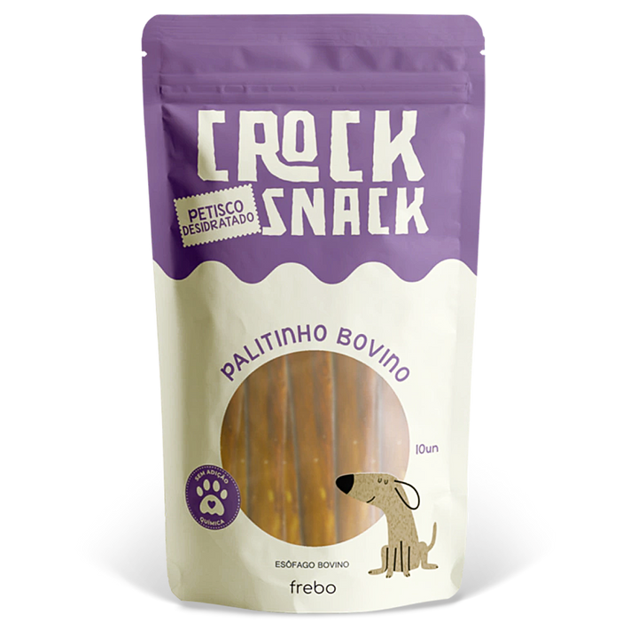 CrockSnack Palitinhos de Esôfago Bovino Desidratado - Freebo Pet