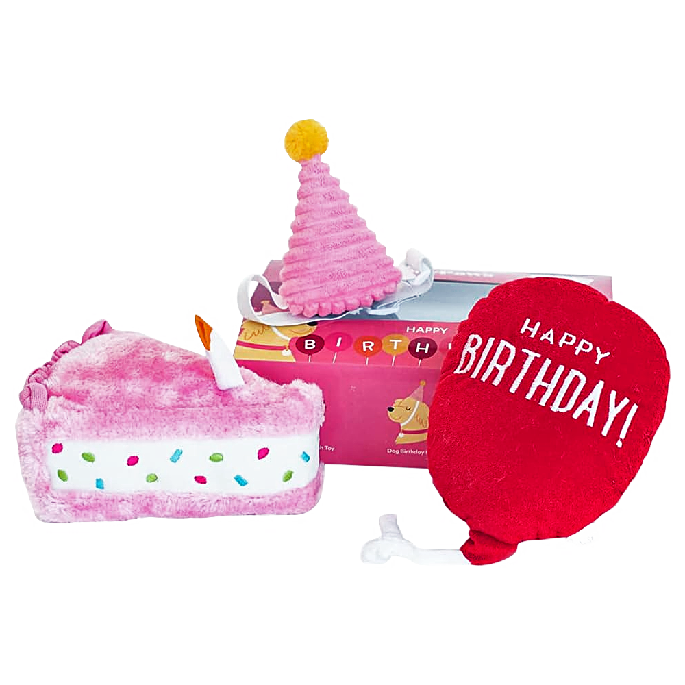 Pelúcia Pup Birthday Box cor Rosa - Zippy Paws