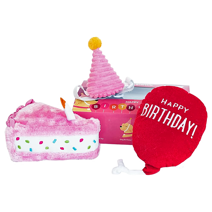 Pelúcia Pup Birthday Box cor Rosa - Zippy Paws