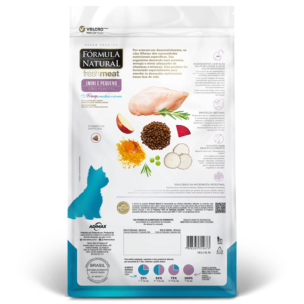 Ração Fórmula Natural Fresh Meat Cães Filhotes Mini e Pequeno 1kg