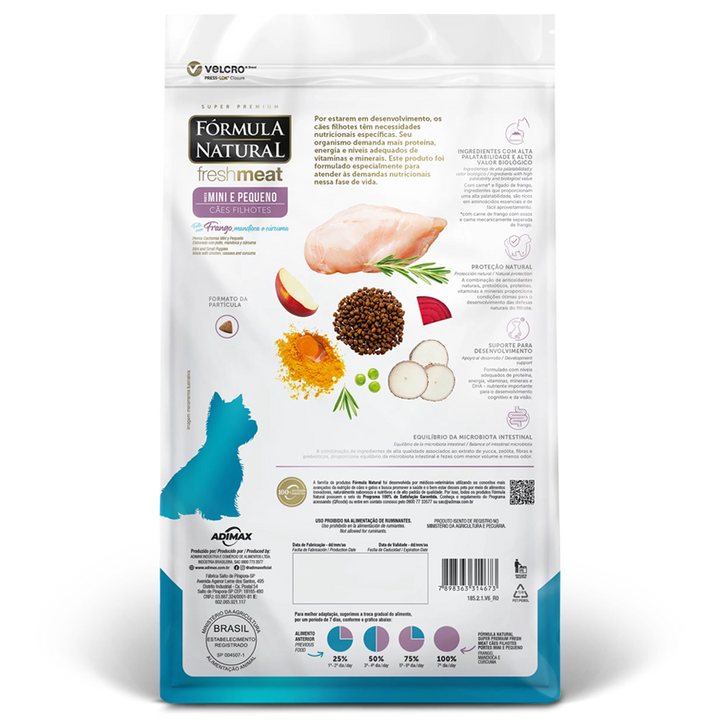 Ração Fórmula Natural Fresh Meat Cães Filhotes Mini e Pequeno 1kg