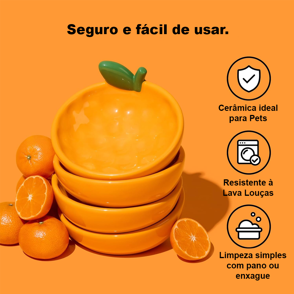 Comedouro de Cerâmica Modelo Tangerinne para Pets - Vetreska