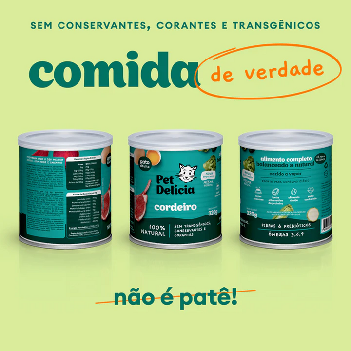 Ração Úmida Natural para Cães Pet Delícia Cordeiro com Legumes 320g