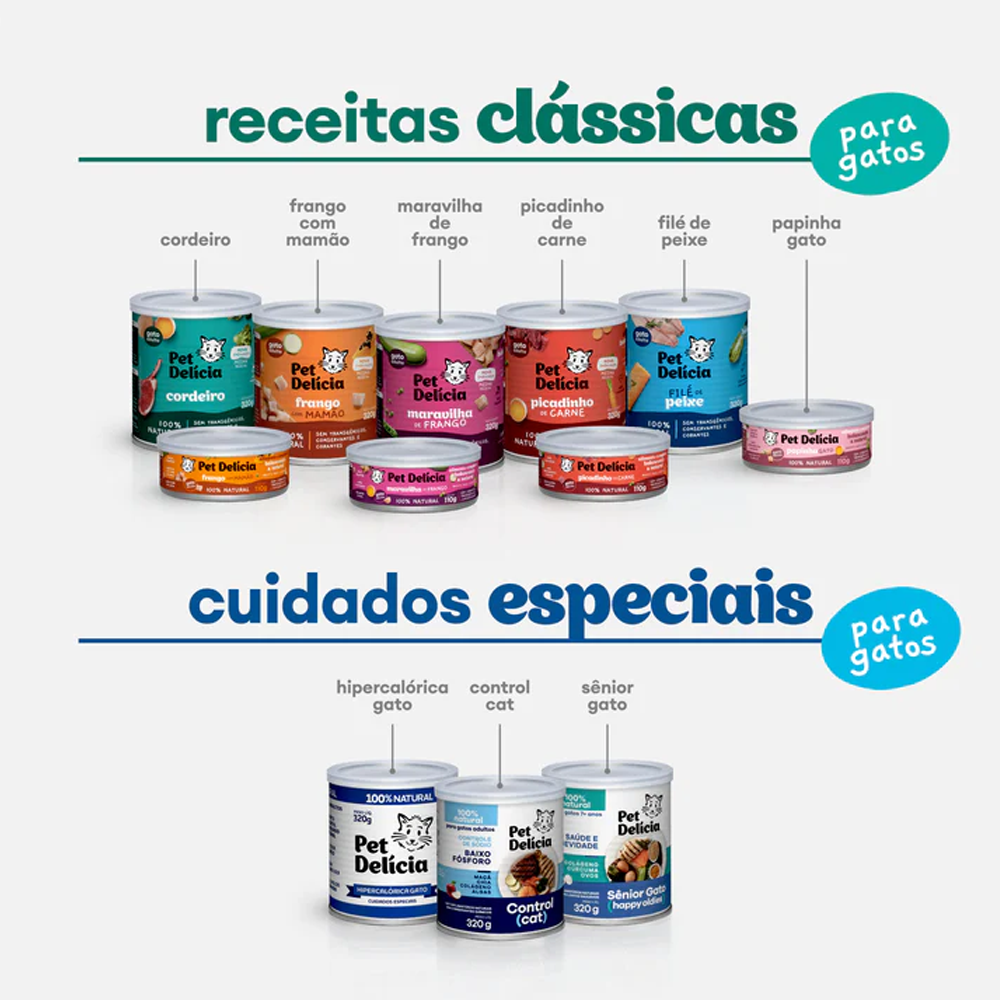 Ração Úmida Natural para Gatos Pet Delícia Picadinho de Carne 320g