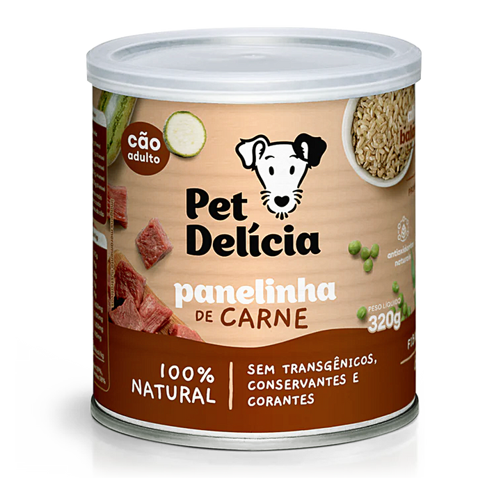 Ração Úmida Natural Para Cães Pet Delícia Panelinha de Carne 320g