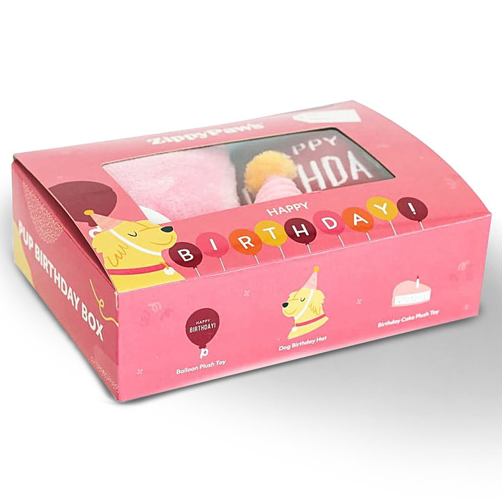 Pelúcia Pup Birthday Box cor Rosa - Zippy Paws