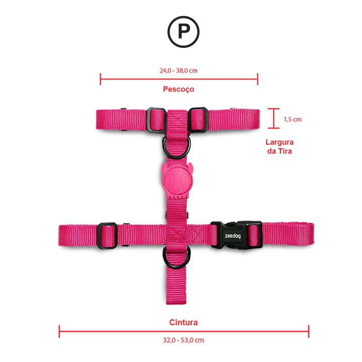Peitoral Para Cachorro H Zee Dog Rosa Pink Led P