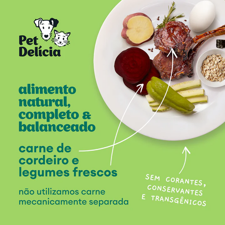 Ração Úmida Natural para Cães Pet Delícia Cordeiro com Legumes 320g