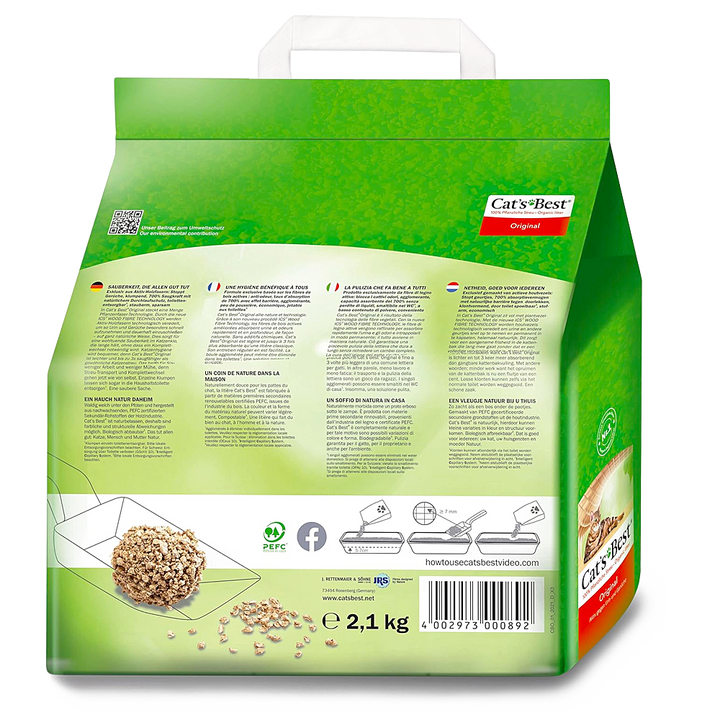 Granulado Ecológico Para Gatos Cat's Best Original 2,1Kg - 5 Lt