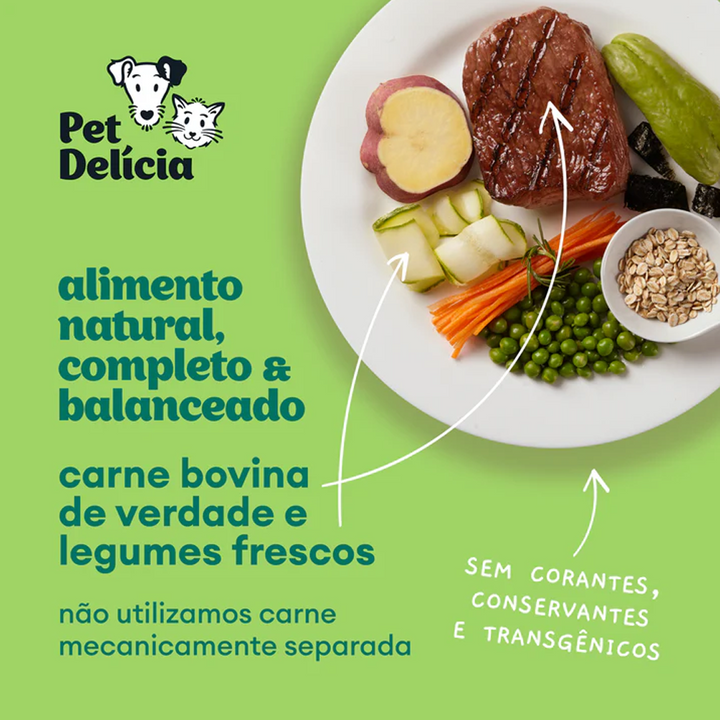 Ração Úmida Natural para Gatos Pet Delícia Picadinho de Carne 320g