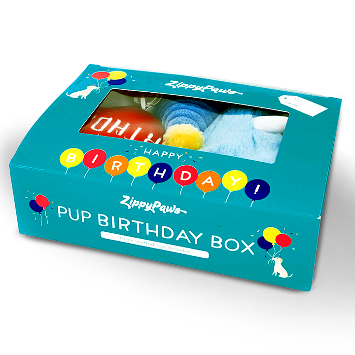 Pelúcia Pup Birthday Box cor Azul - Zippy Paws