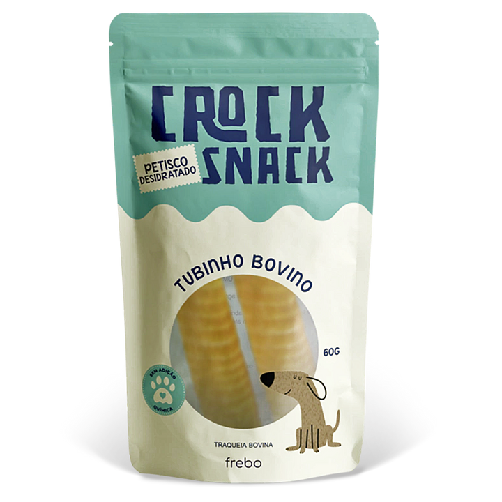 CrockSnack Tubinho de Traqueia Bovina Desidratada - Freebo Pet