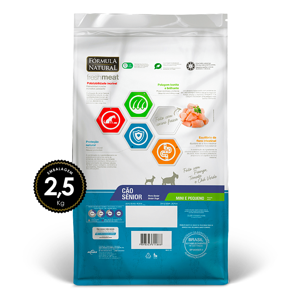 Ração Fresh Meat Cães Sênior Mini/Peq 2,5kg