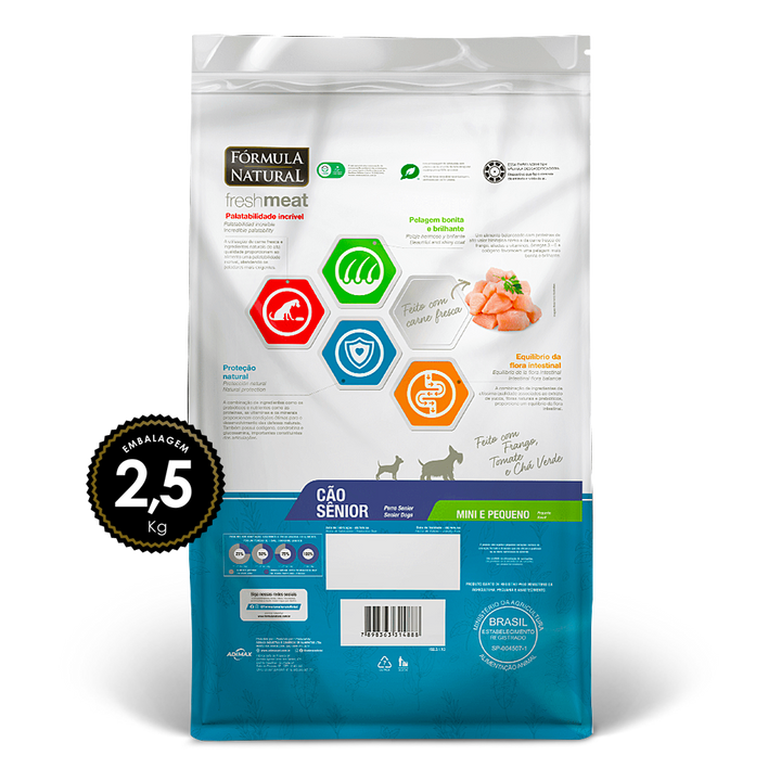 Ração Fresh Meat Cães Sênior Mini/Peq 2,5kg