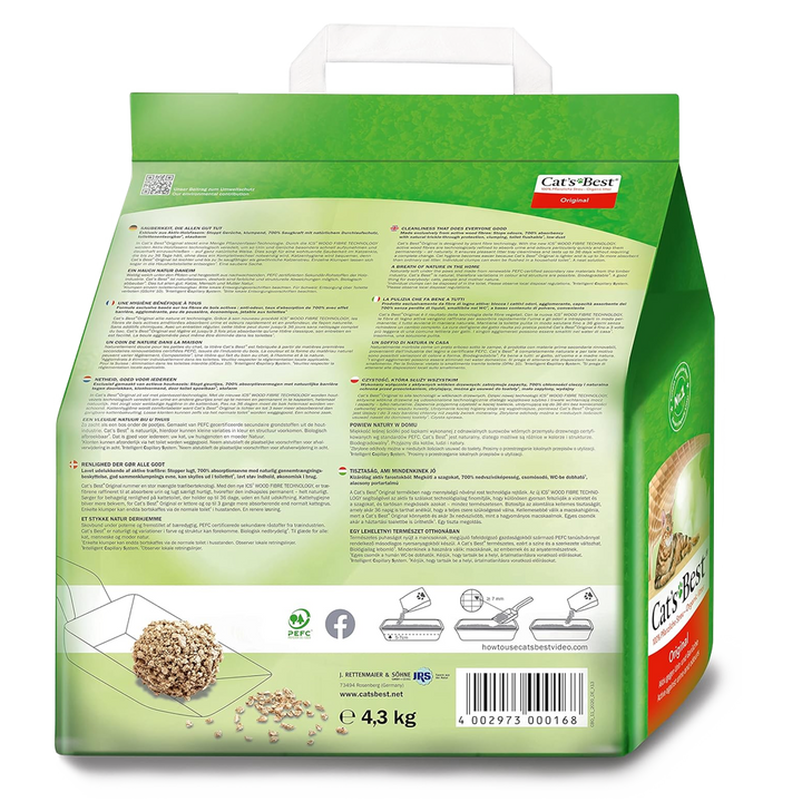 Granulado Ecológico para Gatos Cat's Best Original 4,3Kg - 10 Lt