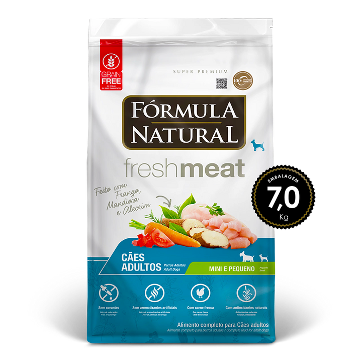 Ração Fórmula Natural Fresh Meat Cão Adulto Mini/Peq 7kg
