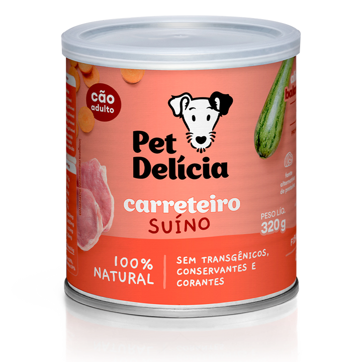 Ração Úmida Natural Cães Pet Delícia Carreteiro Suíno 320g