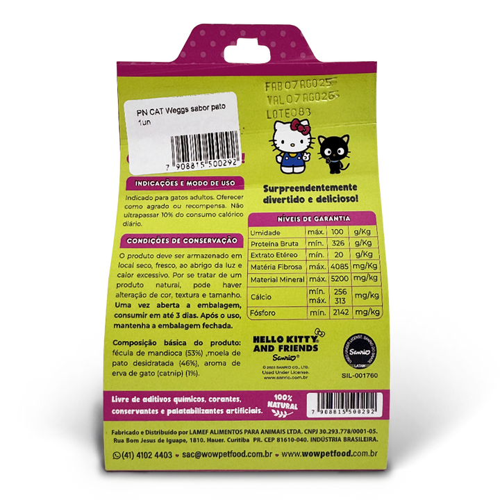 Petisco Natural Recreativo WOW Gatos Sabor Pato