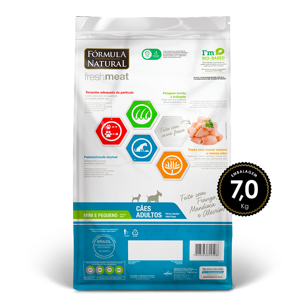 Ração Fórmula Natural Fresh Meat Cão Adulto Mini/Peq 7kg