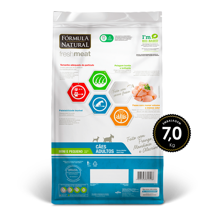 Ração Fórmula Natural Fresh Meat Cão Adulto Mini/Peq 7kg
