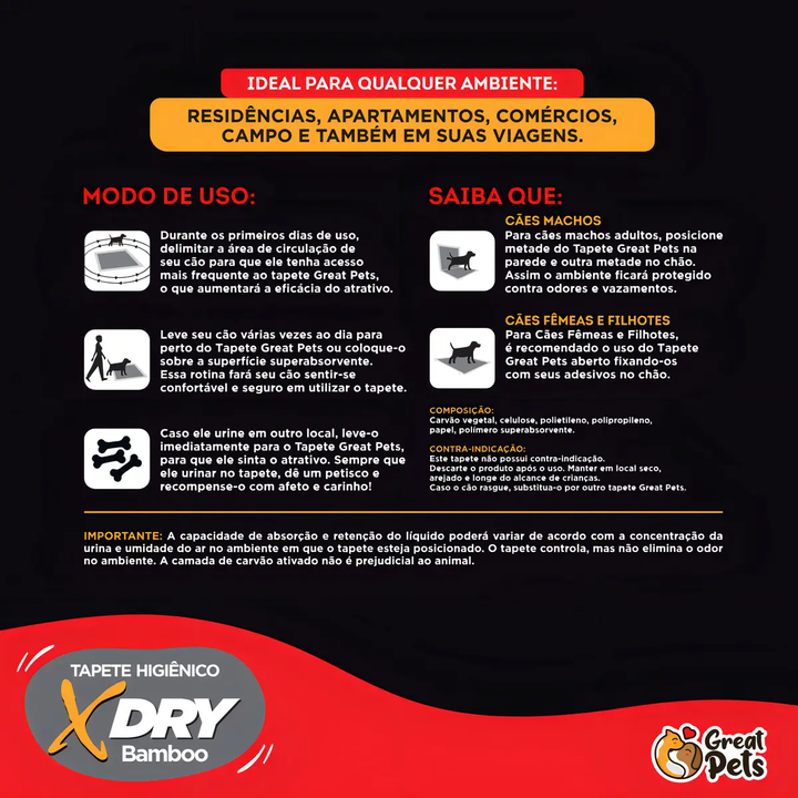 Tapete Higiênico Great Pets X Dry Slim  30 Unid.