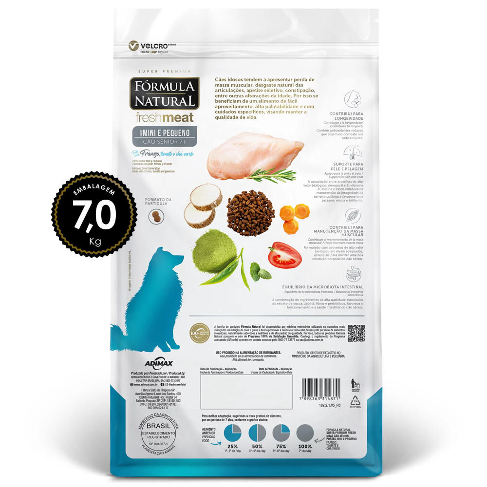 Ração Fórmula Natural Fresh Meat Cães Sênior Mini/Peq 7,0kg