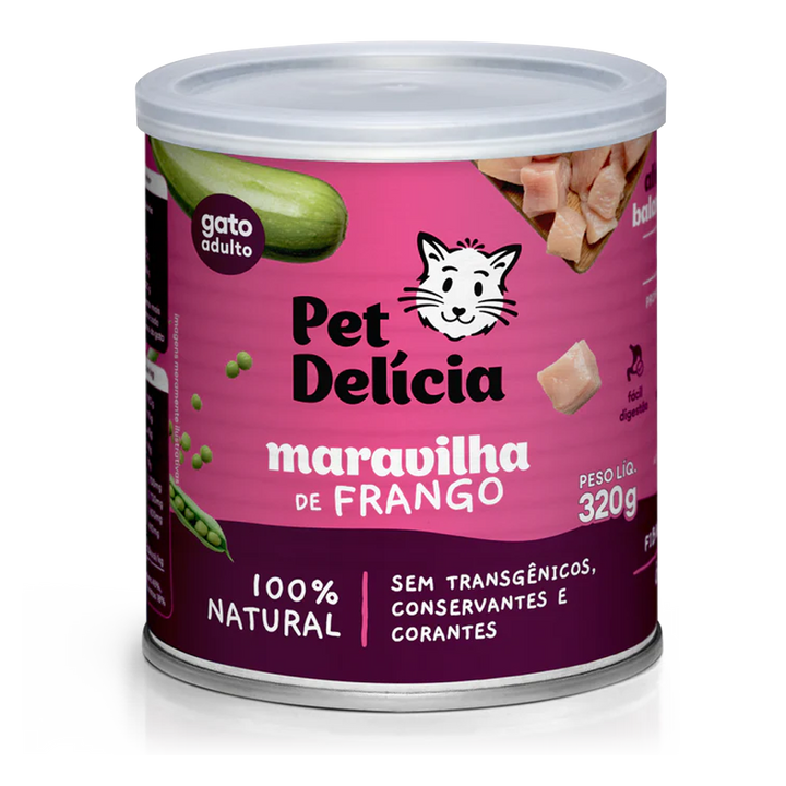 Ração Úmida Natural Para Gatos Pet Delícia Maravilha de Frango 320g