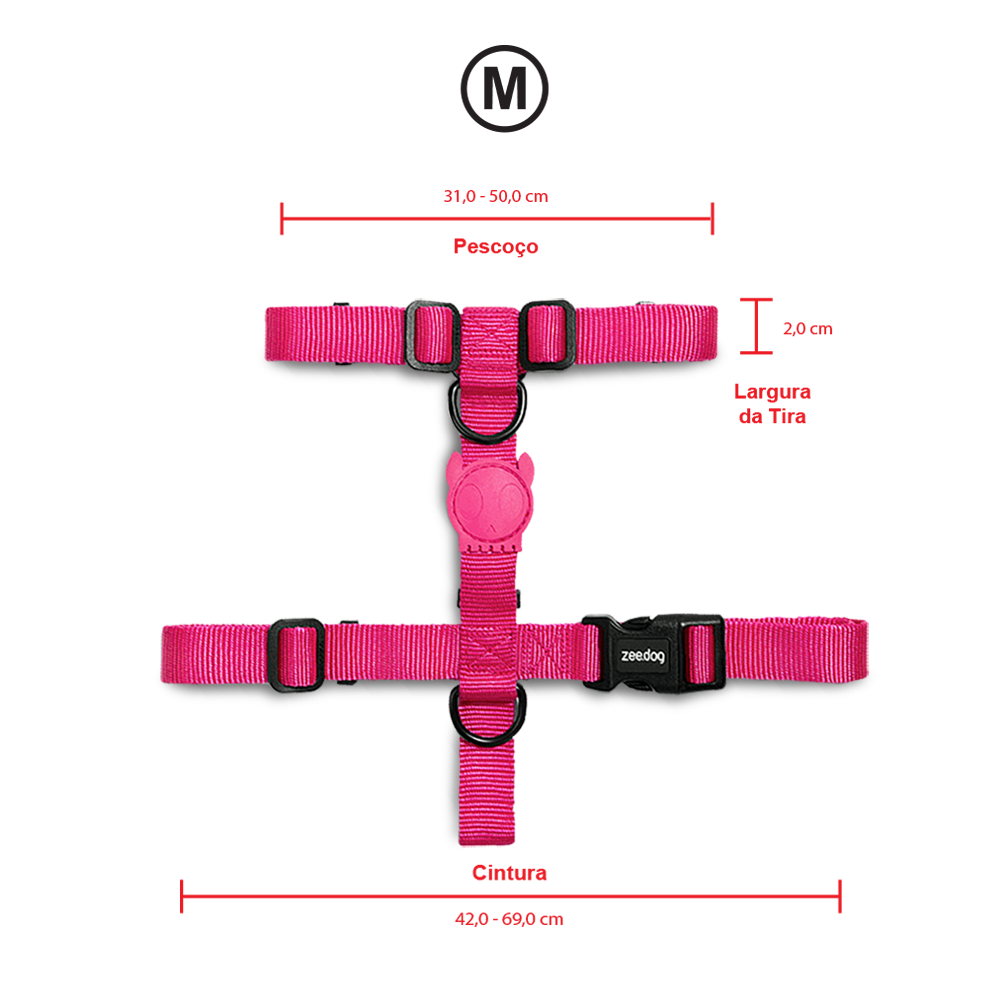 Peitoral Para Cachorro H Zee Dog Rosa Pink Led M