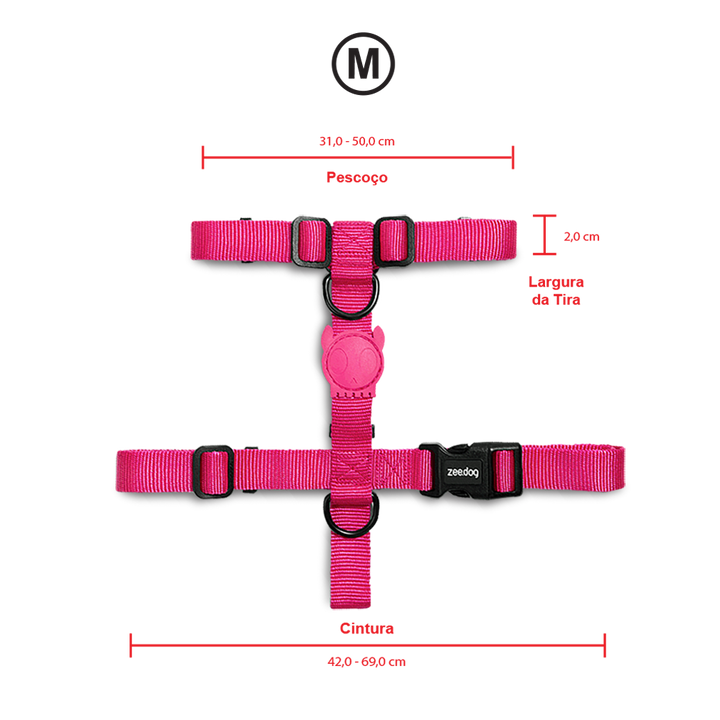 Peitoral Para Cachorro H Zee Dog Rosa Pink Led M
